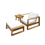 Acacia Wood Outdoor Lounge Set - Chair & Ottoman