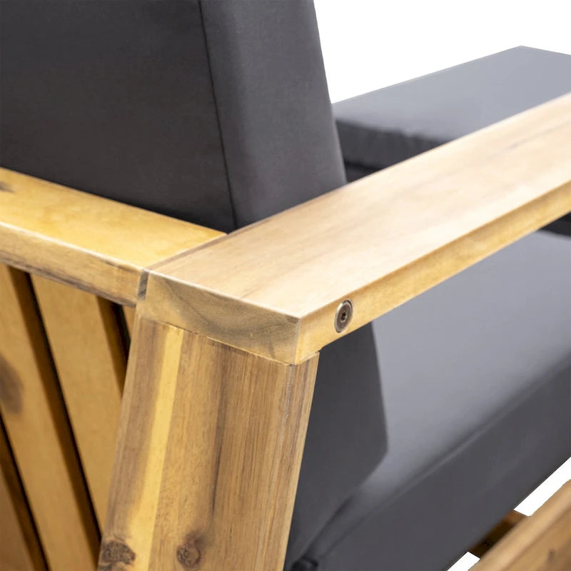 Acacia Wood Outdoor Lounge Set - Chair & Ottoman