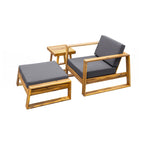Acacia Wood Outdoor Lounge Set - Chair & Ottoman