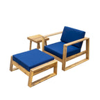Acacia Wood Outdoor Lounge Set - Chair & Ottoman