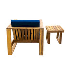 Acacia Wood Outdoor Lounge Set - Chair & Ottoman