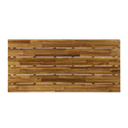 Patio Coffee Table, Slatted Top, Brown Iron, 50 Inch Teak Brown Acacia