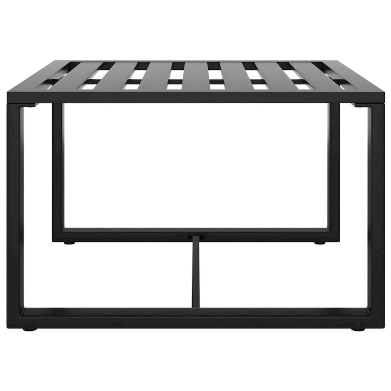Outdoor Coffee Table with 24 Inch Slatted Top, Dark Gray Aluminum