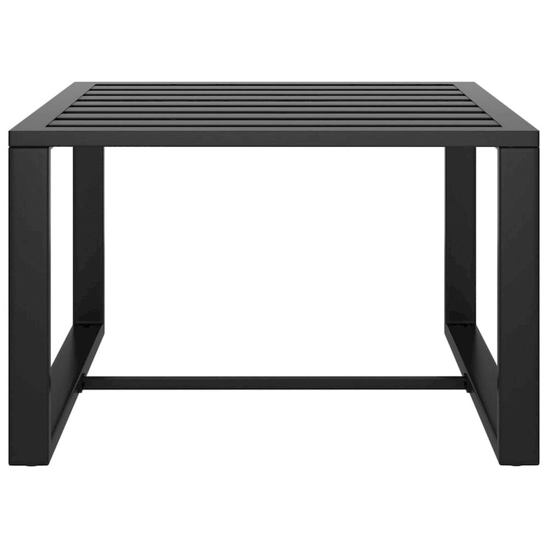Outdoor Coffee Table with 24 Inch Slatted Top, Dark Gray Aluminum