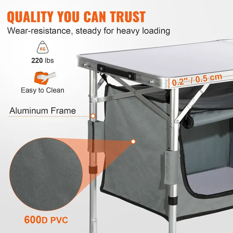 Camping Kitchen Table for Outdoor Picnics, BBQs, Camping, RV Traveling - 2.8 inches