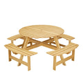 8-Person Round Outdoor Picnic Table with 4 Double Benches