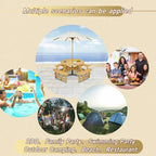 8-Person Round Outdoor Picnic Table with 4 Double Benches