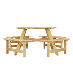 8-Person Round Outdoor Picnic Table with 4 Double Benches
