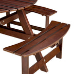 8-Person Round Outdoor Picnic Table with 4 Double Benches