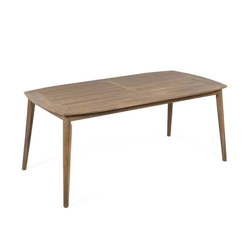 Acacia Wood Dining Table 8-Person Outdoor Table, Farmhouse Furniture, Light Brown 180 LBS Weight Capacity 70.75 L