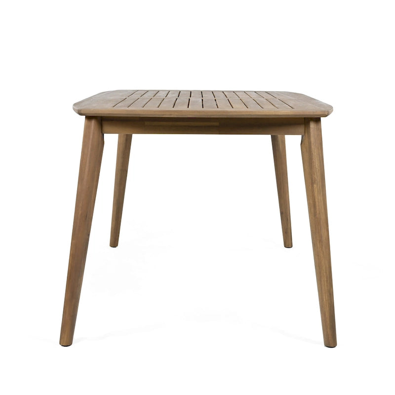 Acacia Wood Dining Table 8-Person Outdoor Table, Farmhouse Furniture, Light Brown 180 LBS Weight Capacity 70.75 L