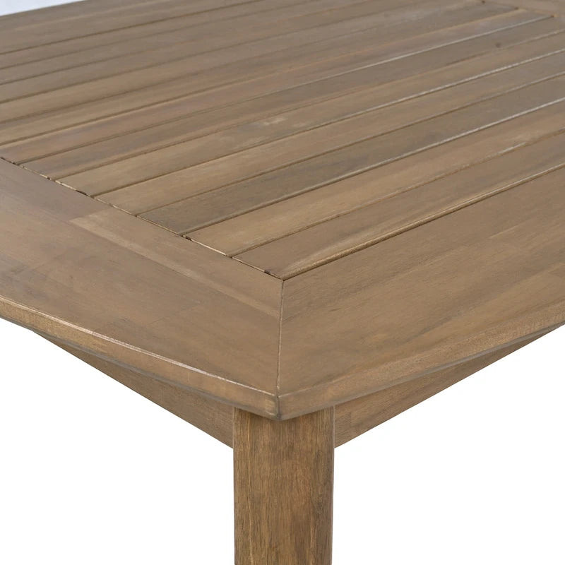 Acacia Wood Dining Table 8-Person Outdoor Table, Farmhouse Furniture, Light Brown 180 LBS Weight Capacity 70.75 L