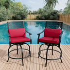 2PCS Patio Bar Stools with Armrest & Back