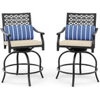 2PCS Patio Bar Stools with Armrest & Back