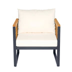 Outdoor Acacia Wood and Metal Patio Chair with Cushions (Single)