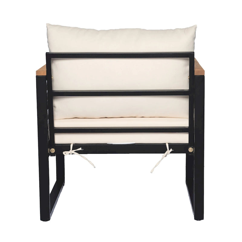 Outdoor Acacia Wood and Metal Patio Chair with Cushions (Single)