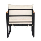Outdoor Acacia Wood and Metal Patio Chair with Cushions (Single)