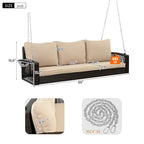3-Person PE Wicker Porch Swing with Cushions and Chains