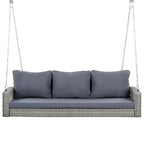 3-Person PE Wicker Porch Swing with Cushions and Chains