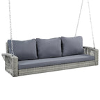3-Person PE Wicker Porch Swing with Cushions and Chains