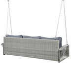3-Person PE Wicker Porch Swing with Cushions and Chains