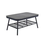 Roomfitters 4-Piece Outdoor Patio Conversation Set with Woven Rope Backrest, Cushions and Metal Frame Chairs