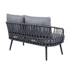 Roomfitters 4-Piece Outdoor Patio Conversation Set with Woven Rope Backrest, Cushions and Metal Frame Chairs