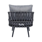 Roomfitters 4-Piece Outdoor Patio Conversation Set with Woven Rope Backrest, Cushions and Metal Frame Chairs