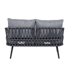 Roomfitters 4-Piece Outdoor Patio Conversation Set with Woven Rope Backrest, Cushions and Metal Frame Chairs