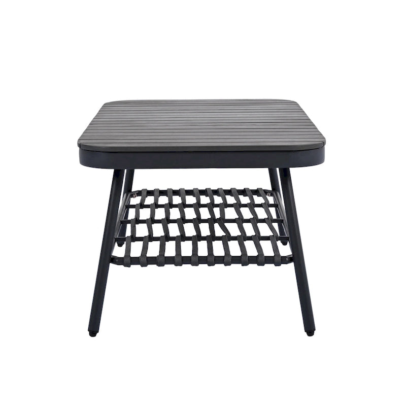 Roomfitters 4-Piece Outdoor Patio Conversation Set with Woven Rope Backrest, Cushions and Metal Frame Chairs