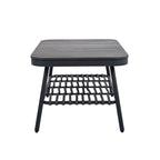Roomfitters 4-Piece Outdoor Patio Conversation Set with Woven Rope Backrest, Cushions and Metal Frame Chairs