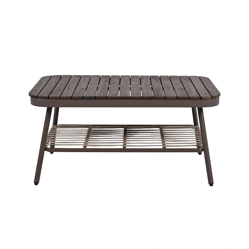 Roomfitters 4-Piece Outdoor Patio Conversation Set with Woven Rope Backrest, Cushions and Metal Frame Chairs