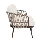 Roomfitters 4-Piece Outdoor Patio Conversation Set with Woven Rope Backrest, Cushions and Metal Frame Chairs