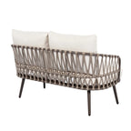 Roomfitters 4-Piece Outdoor Patio Conversation Set with Woven Rope Backrest, Cushions and Metal Frame Chairs