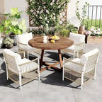 Patio 5-piece Wooden Dining Set with 12 inch Butterfly Leaf Foldable Round Table