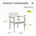 Outdoor Patio Aluminum Stationary Dining Chairs Set of 4, Weather-Resistant Sunbrella Cushions, Tapered Feet