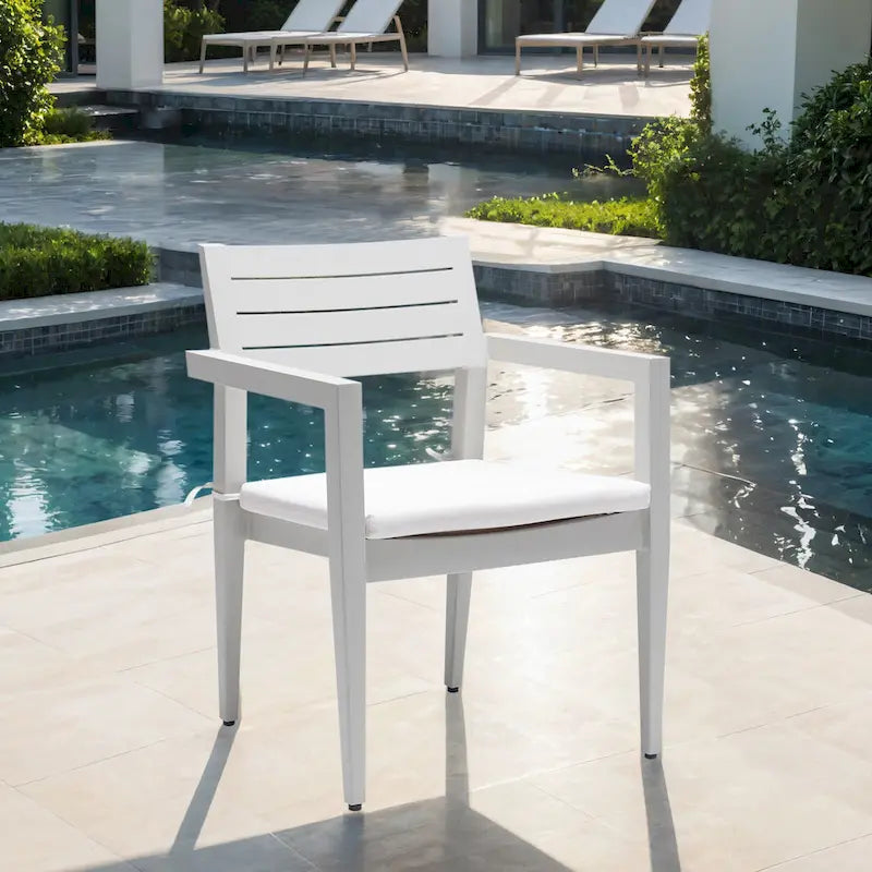 Outdoor Patio Aluminum Stationary Dining Chairs Set of 4, Weather-Resistant Sunbrella Cushions, Tapered Feet
