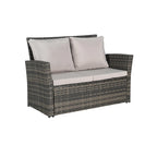 4-Piece Rattan Conversation Sofa Set with Glass Table