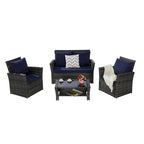 4-Piece Rattan Conversation Sofa Set with Glass Table