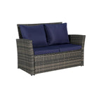 4-Piece Rattan Conversation Sofa Set with Glass Table