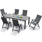 7-Piece Furniture Set Outdoor Patio Dining Table and Folding Chairs