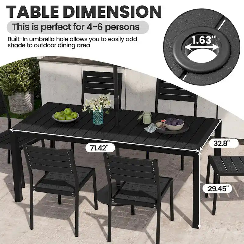 7-Piece Furniture Set Outdoor Patio Dining Table and Folding Chairs