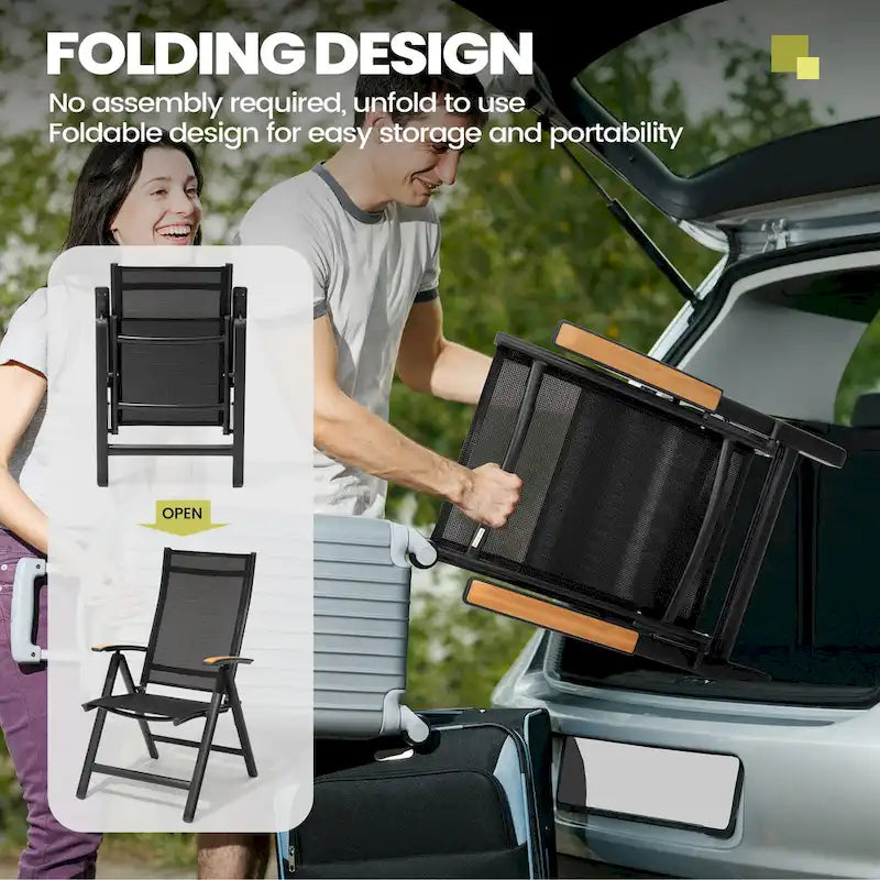 7-Piece Furniture Set Outdoor Patio Dining Table and Folding Chairs