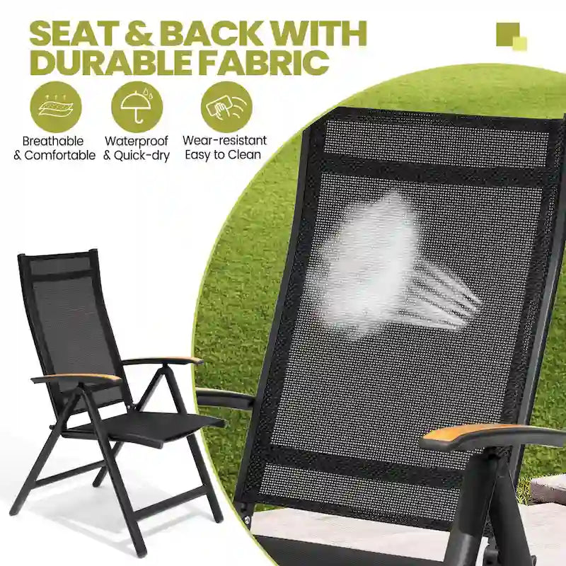 7-Piece Furniture Set Outdoor Patio Dining Table and Folding Chairs