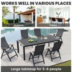 7-Piece Furniture Set Outdoor Patio Dining Table and Folding Chairs
