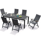 7-Piece Furniture Set Outdoor Patio Dining Table and Folding Chairs