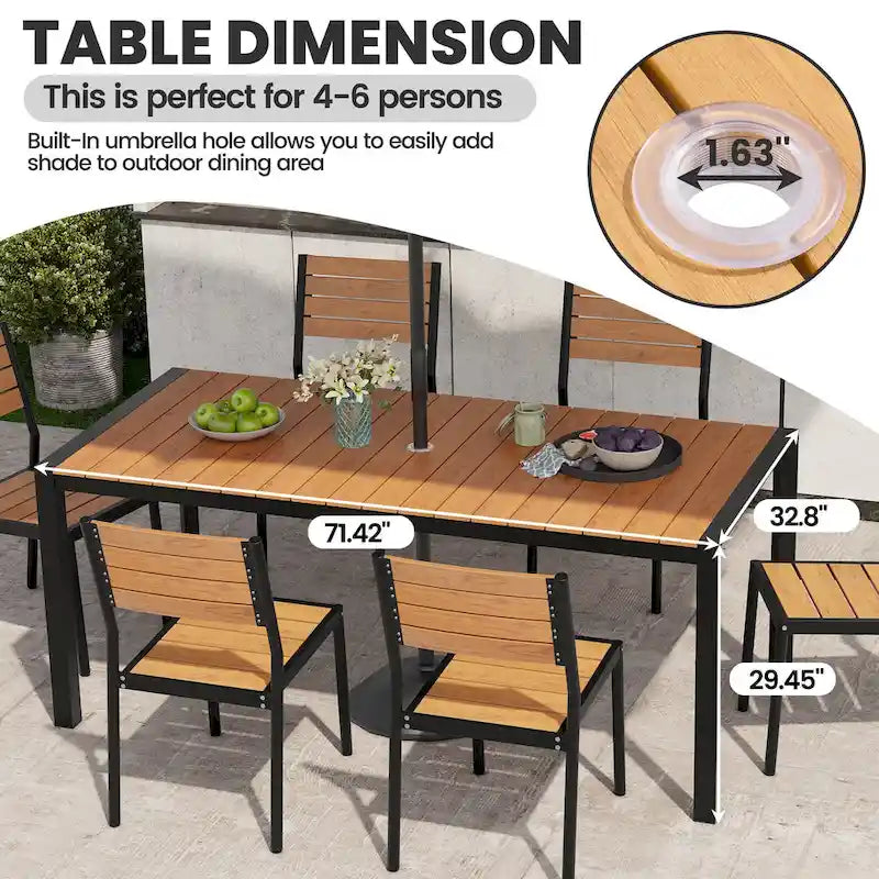 7-Piece Furniture Set Outdoor Patio Dining Table and Folding Chairs