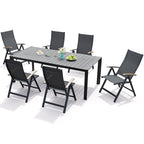 7-Piece Furniture Set Outdoor Patio Dining Table and Folding Chairs