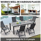 7-Piece Furniture Set Outdoor Patio Dining Table and Folding Chairs