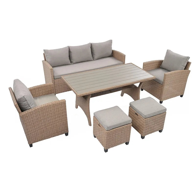 6-Piece Outdoor Rattan Wicker Set